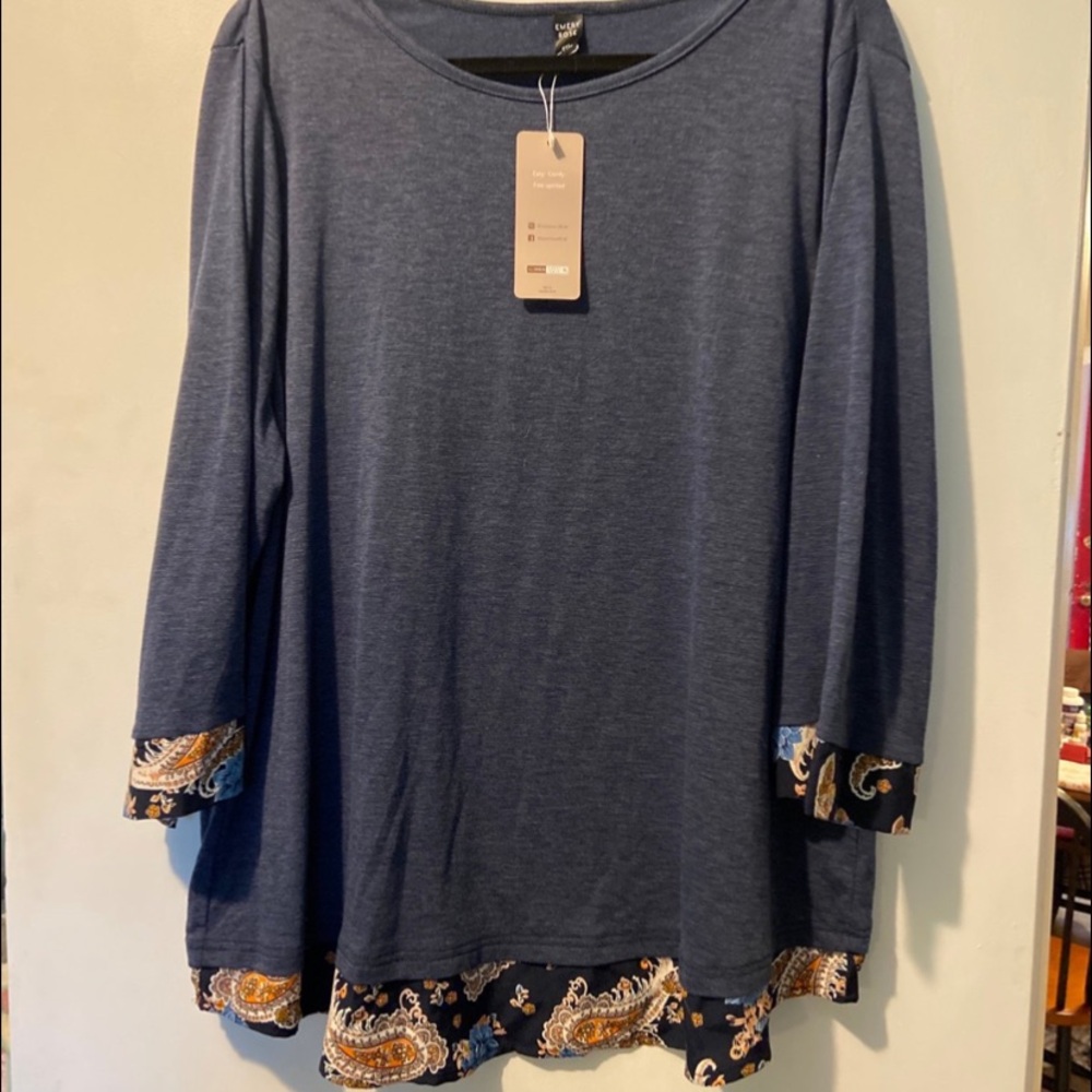 NWT blue and paisley top